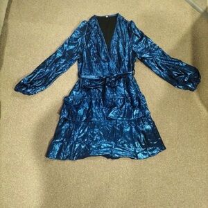 Shimmering Blue Wrap Dress